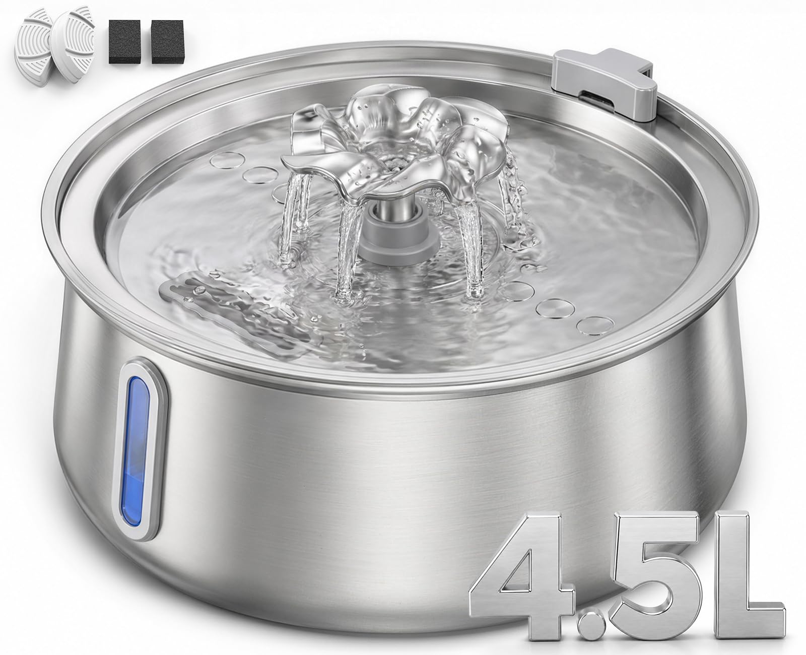 Emdoro Cat Water Fountain 4.5L Stainless Steel