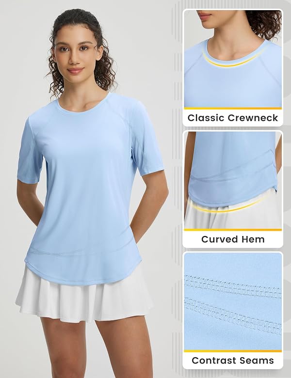 baleaf Women's UPF 50+ Sun Protection Shirt Quick Dry Lightweight UV Shirt Short Sleeve for Running Hiking Travel Workout Light Blue XXL by baleaf - Used condition - Image 5