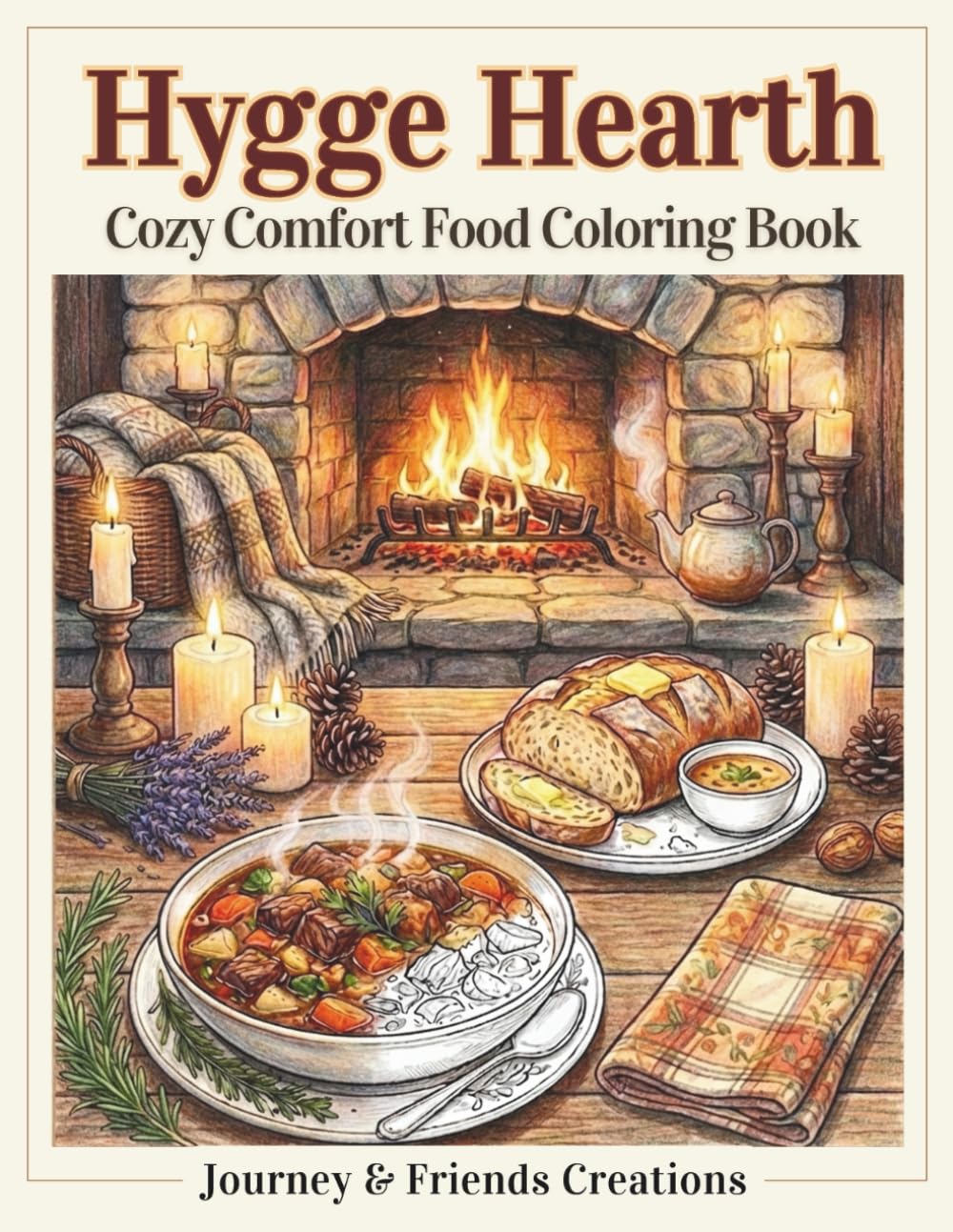 Hygge Hearth - Cozy Comfort Food Coloring Book with Full-Color Reference Photos: Detailed Food Themed Coloring Book for Adults