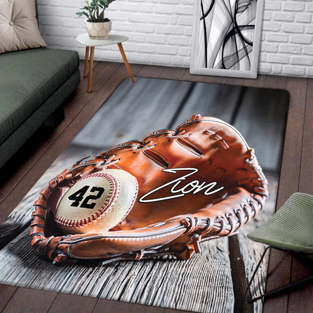 Custom Baseball Pitching Area Rug - Baseball Personalized Rug, Baseball Room Decor 2x3 3x5 4x6 5x8 Rug Printed Carpet for Kitchen Living Room Bedroom