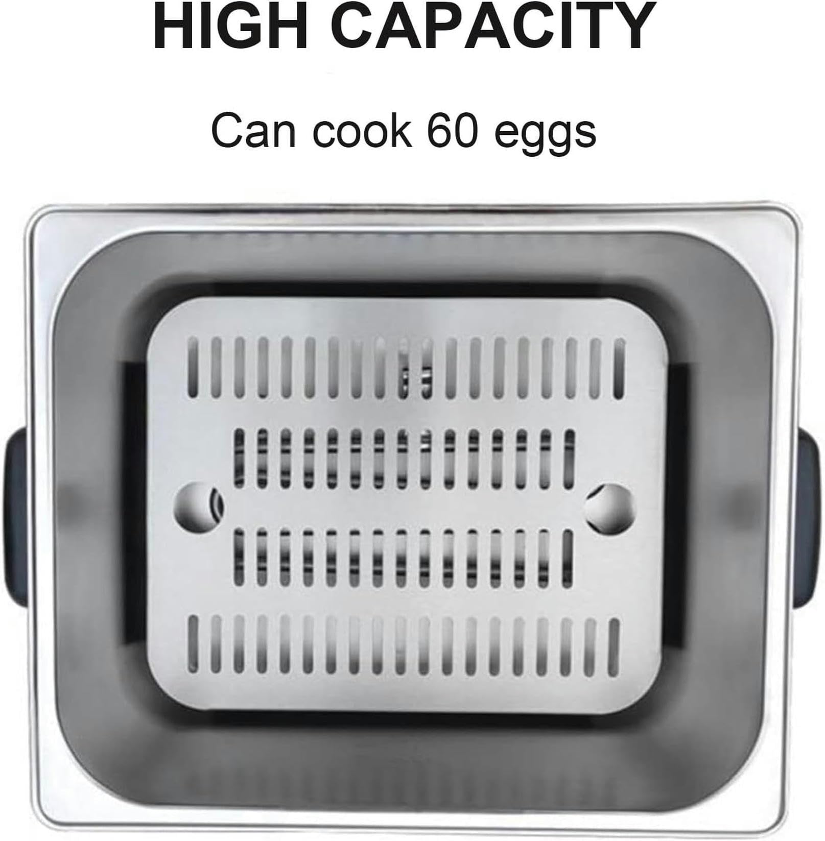 Cuociuova da 60 Pezzi, cuociuova Hot Spring, Macchina Automatica Commerciale per Uova sode e Semi-sode da 2600 W, Cottura a Vapore e a Vapore delle Uova.,