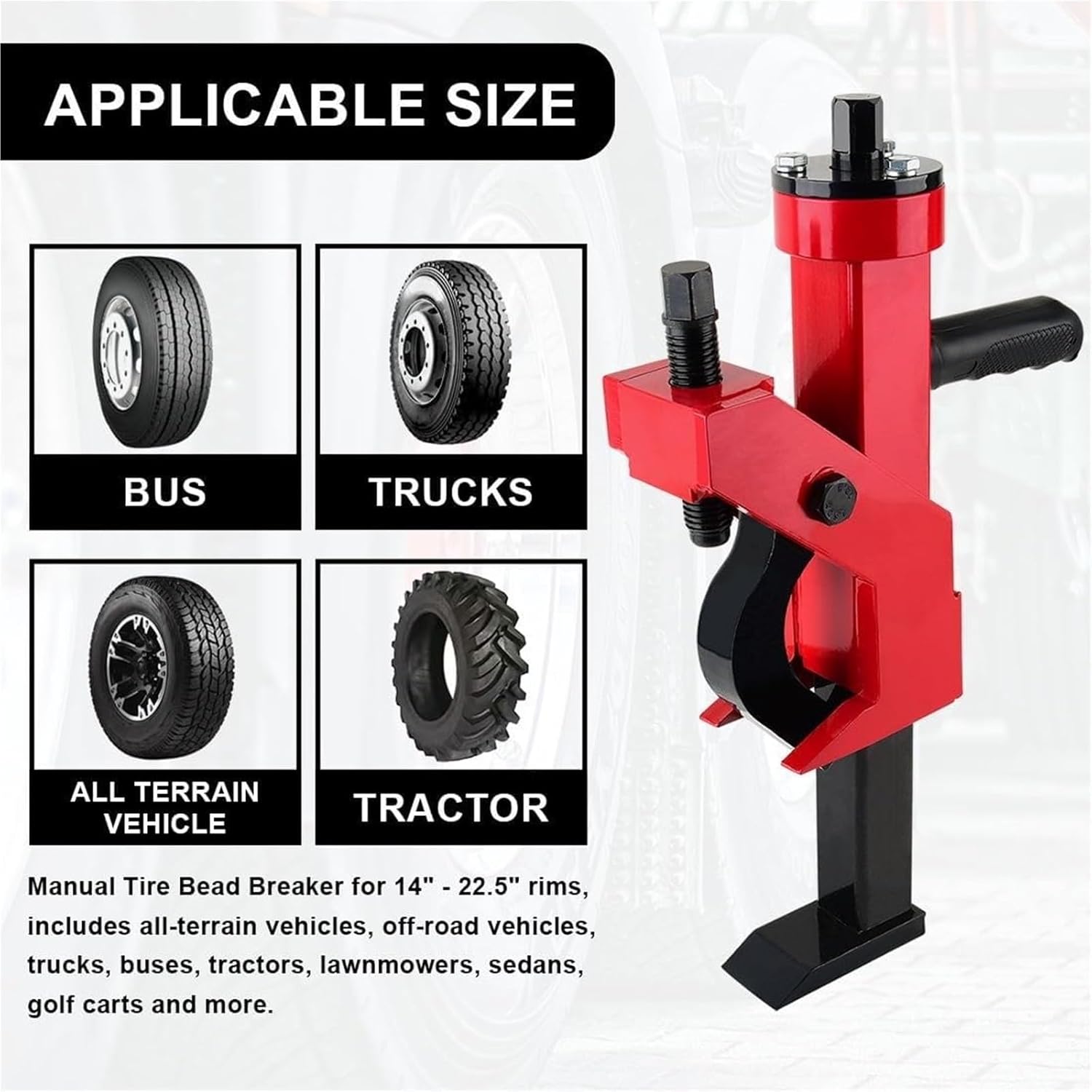 Universal Hydraulic Bead Breaker, Heavy Duty Pneumatic Tire Repair Tool with Rubber Grip Handle - Portable Bead Buster for Trucks, Cars, SUVs, and All-Terrain Vehicles