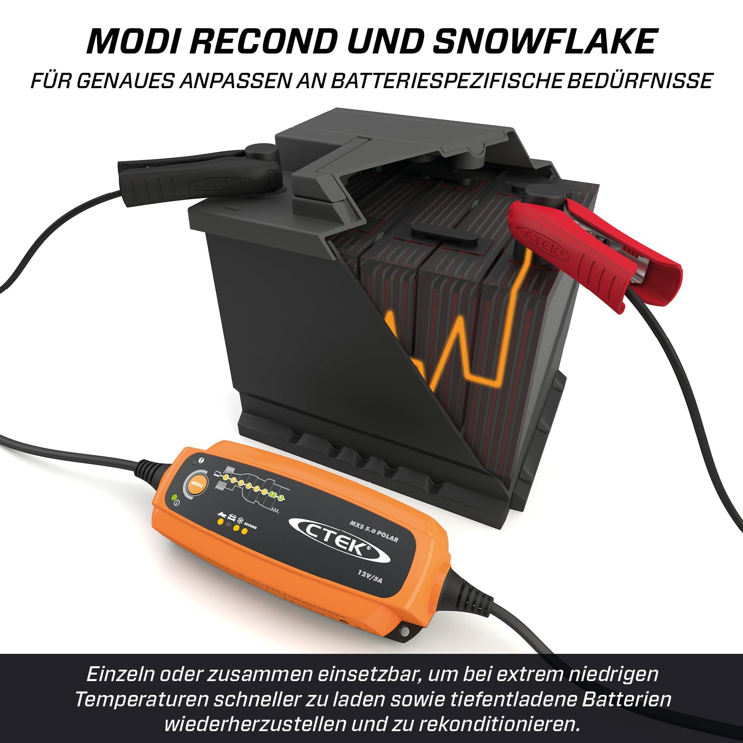 CTEK 5.0 Polar, Batterieladegerät 12V Für Extreme Kälte, Erhaltungsladegerät, Intelligentes Ladegerät Auto Und Motorschlitten, Batteriepfleger Mit Entsulfatierungsprogramm Und Rekonditionierungsmodus