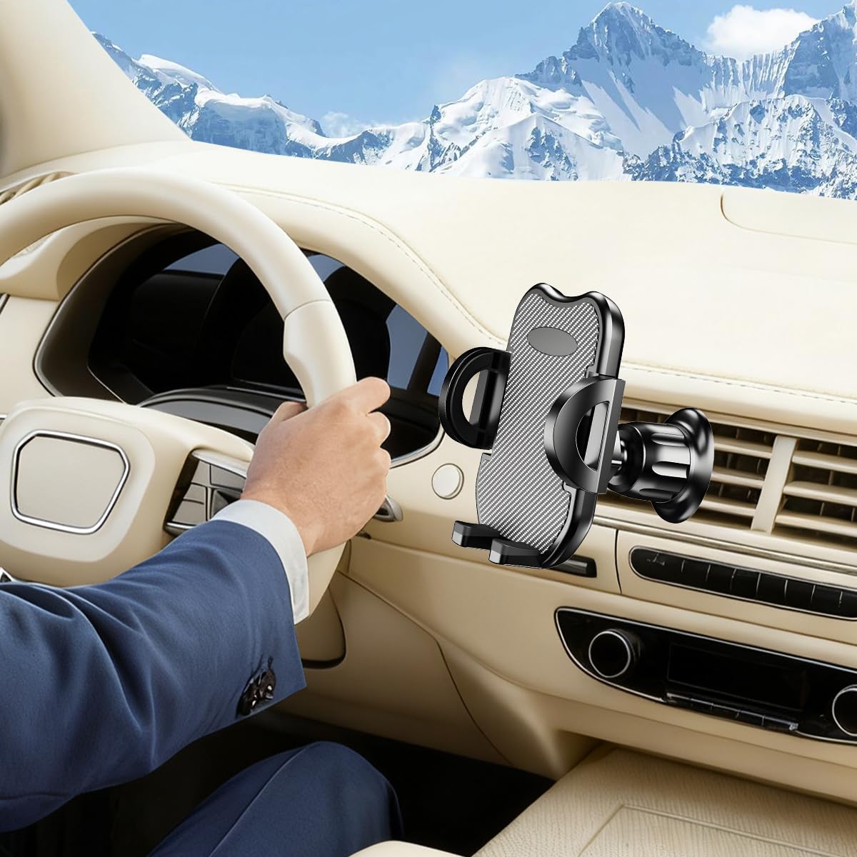 Zpana Supporto per telefono da auto, rotazione a 360°, supporto per cellulare con gancio a clip, supporto per smartphone per interni auto, universale, per SUV, auto, camion (fibra di carbonio)