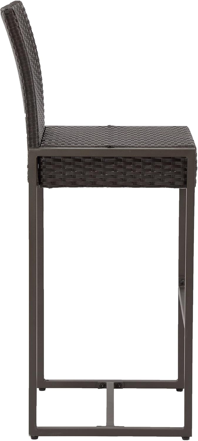 Christopher Knight Home Noble House Conway Outdoor Wicker 30" Barstool (Set of 4) Dark Brown