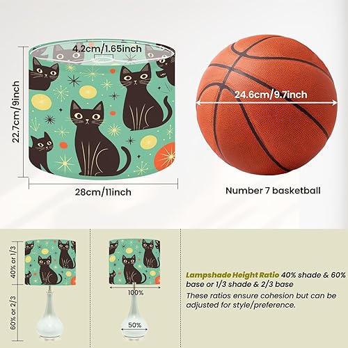 Miniatura 4 de Farmhouse Lampshades Lamp Shades set of 2 Cheerful Black Cats Bright Retro Futuristic Colors Light Shade for Table Lamps Floor Lamps Drum Lamp