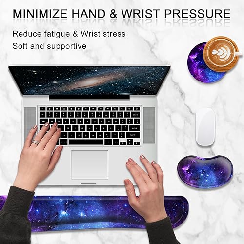 Miniatura 10 de Almohadilla de reposamuñecas para teclado ampliada, kit ergonómico de reposamuñecas para teclado y mouse con cojín de espuma viscoelástica, soporte