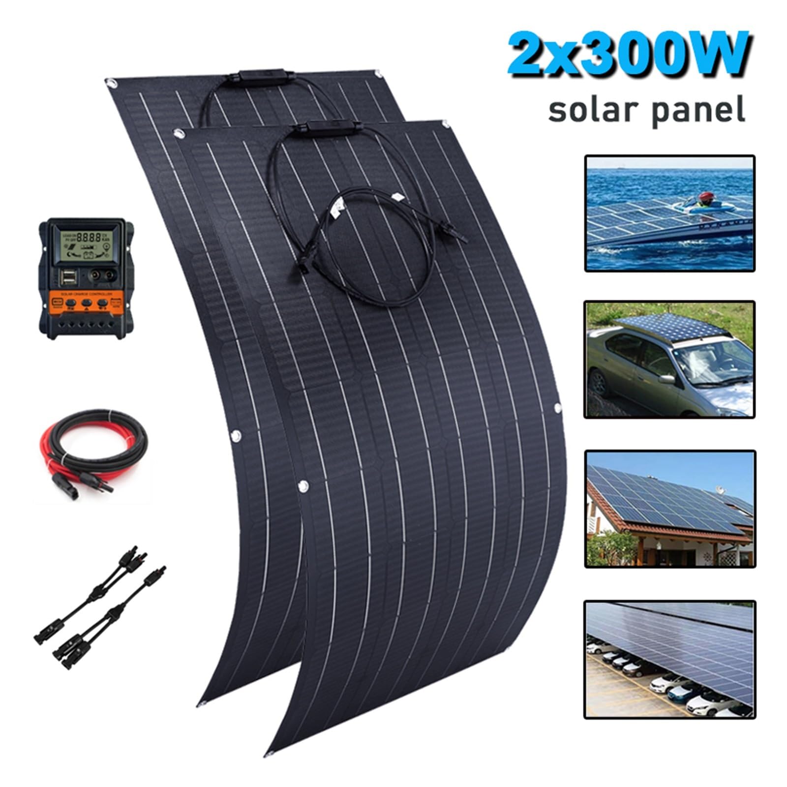 Pannello solare Pannello solare Flessibile Cella solare monocristallina Cavo fai-da-te Sistema di alimentazione ricaricabile impermeabile for camper for auto all'aperto Pannello solare ad alta efficie