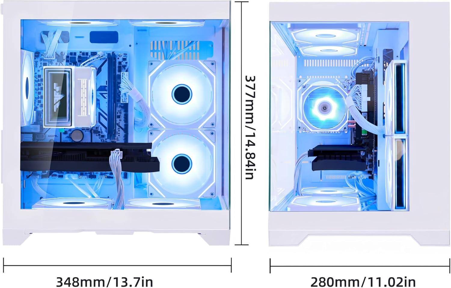 King Gaming PC Desktop Computer - AMD Ryzen 5 5600GT 6-Core 3.6 GHz- GeForce RTX 3050 6G- 16GB DDR4 3200MHz RAM- 1TB PCIe SSD- 7 RGB Fans- WiFi & Bluetooth- Windows 11-White