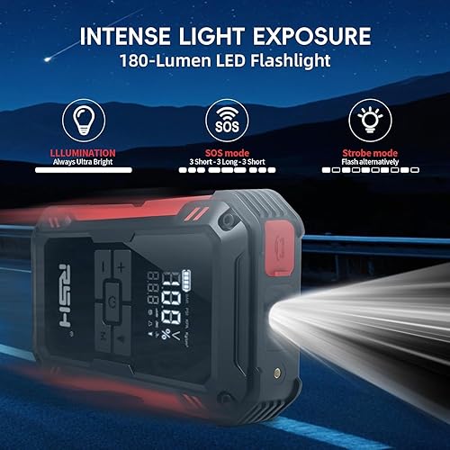 Miniatura 5 de Arrancador de coche con compresor de aire, batería de pico de 4000 A, 12 V, 150 PSI, caja de salto (hasta 9 L de gas, motor diesel de 7.0 L) Auto