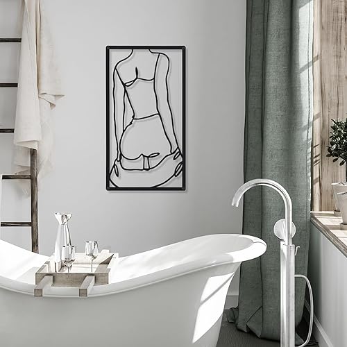 Miniatura 2 de Cindeer 4 piezas de arte de pared de metal minimalista abstracto para mujer, línea de arte de pared, dibujo de líneas de metal, arte colgante para