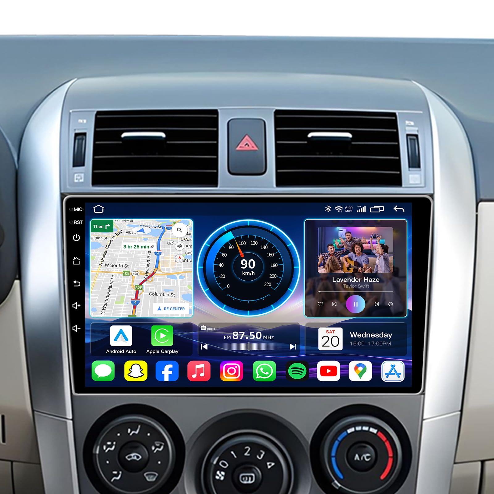 8Core+32GB ROM Android 13 Upgrade Car Radio for Toyota Corolla 2009-2013: 9" IPS 1280 * 800 Touchscreen Wireless Carplay Android Auto, 1080P Backup