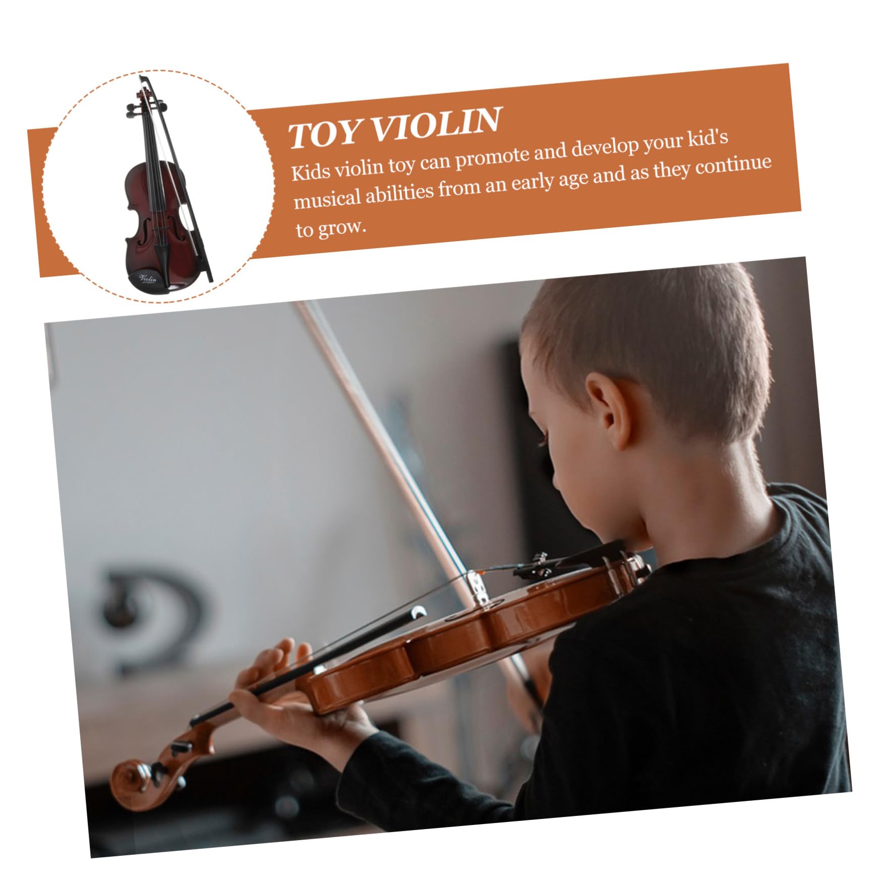 Violino Giocattolo per Bambini Marrone Plastico 1 Pz | Forma Violino, Piccolo e Delicato, Regalo Compleanno, per Ragazzi e Ragazze