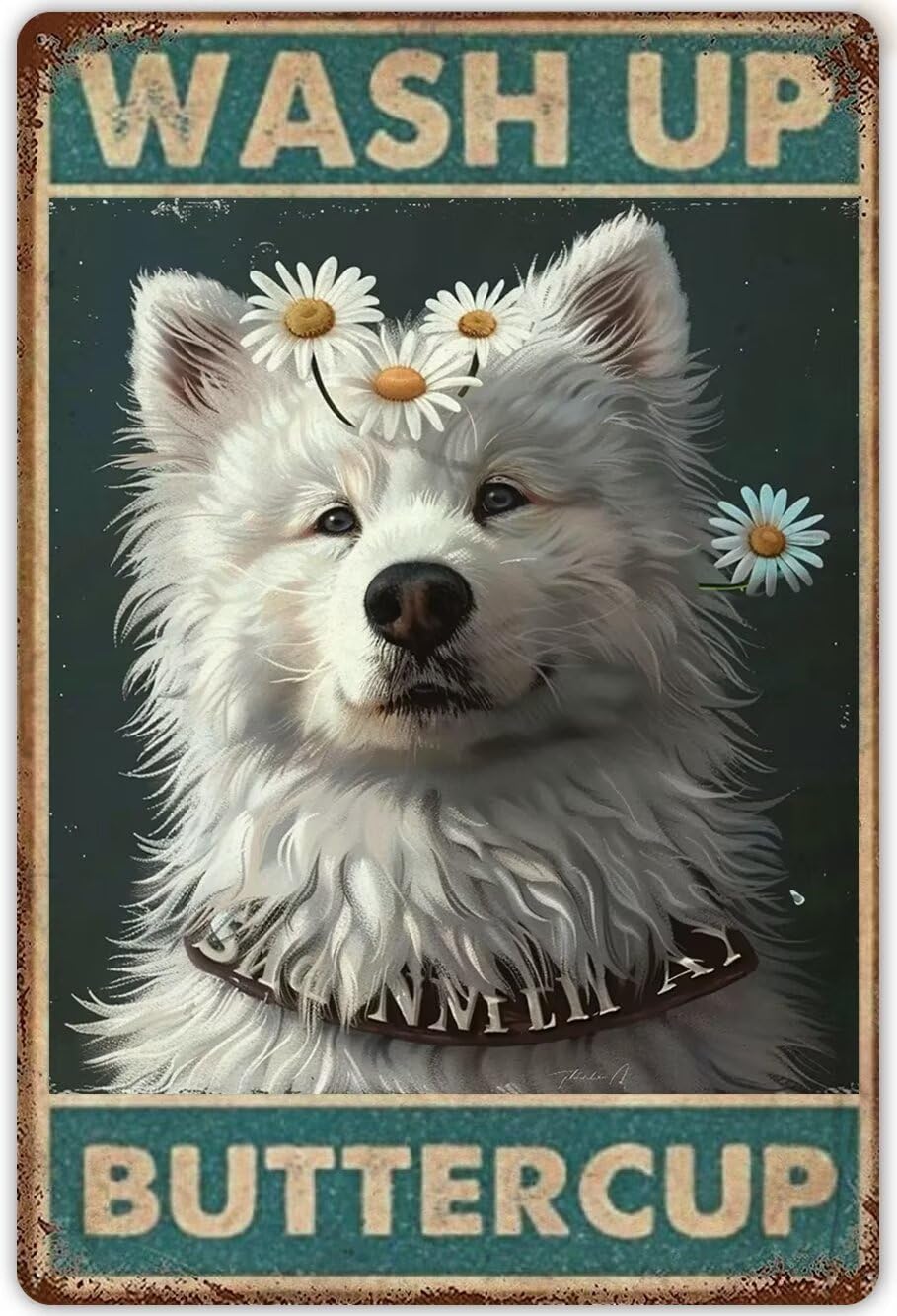 Anceky Samoyed Diamond Art Kits for Adults- Wash Up Buttercup Bathroom Decor 5D Diamond Painting Kits Dog Painting Arts Crafts for Adults Home Wall Decor Samoyed Lovers 12X16 Inch