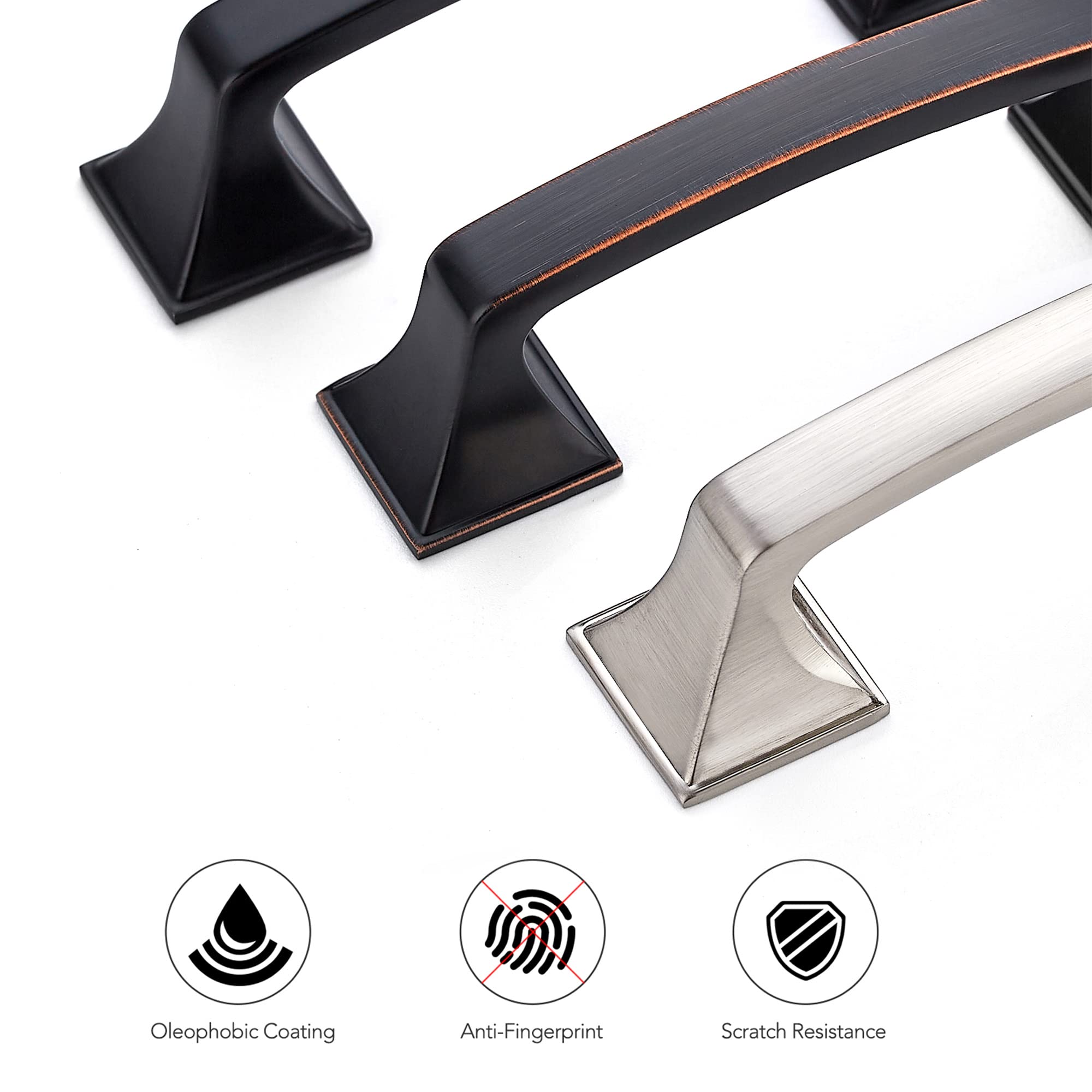 Ravinte Solid 3 Inch Big Square Foot Cabinet Pulls Brushed Nickel Arch Pull Kitchen Cabinet Handles Satin Nickel Drawer Pulls Kitchen Cabinet Hardware Silver Cabinet Drawer Handles-10 Pack