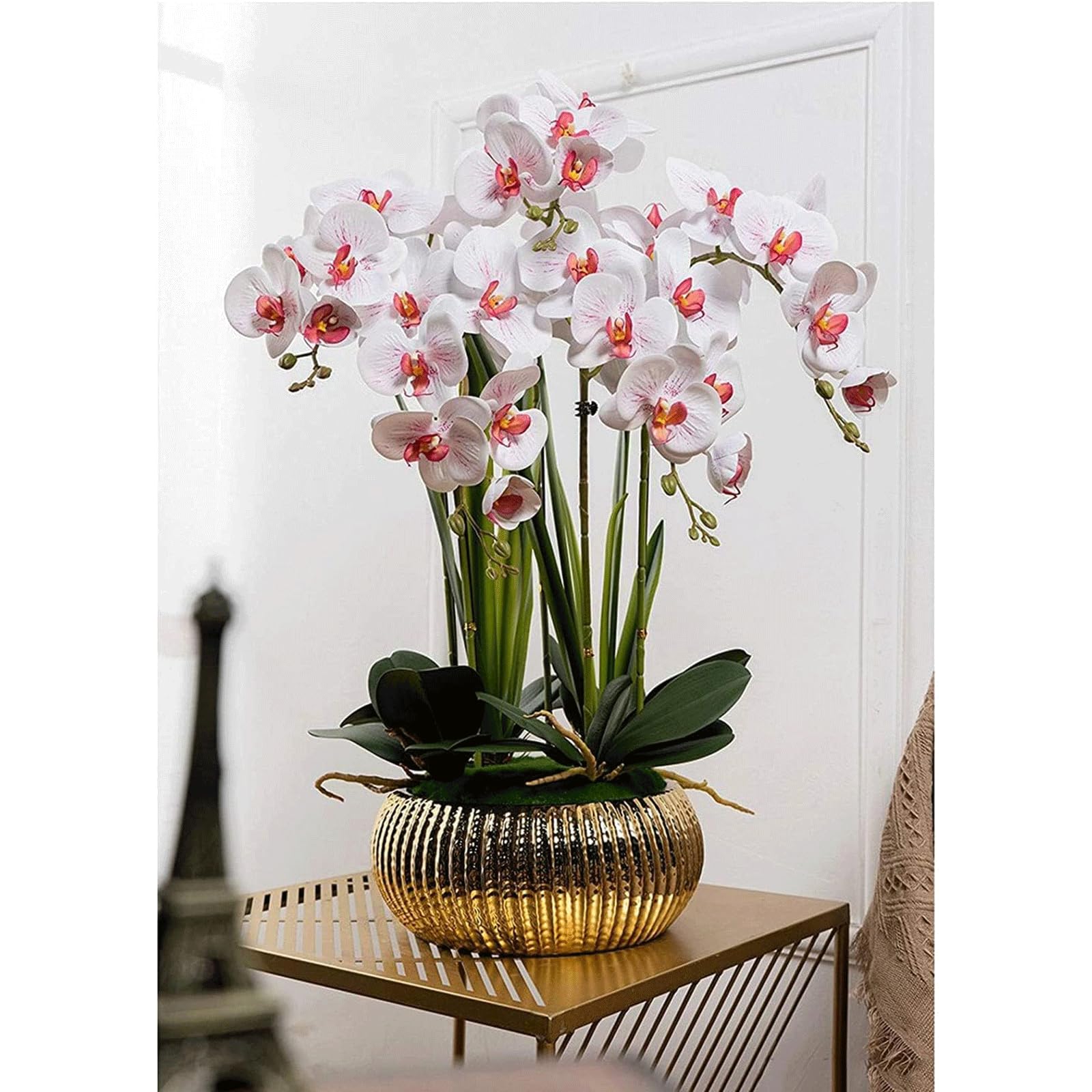 Fiori artificiali Orchidee Artificiali 5 Teste Fiore Artificiale h Vaso in Ceramica Fiori Artificiali Phalaenopsis in Vaso Finto 71cm Fiori Finti
