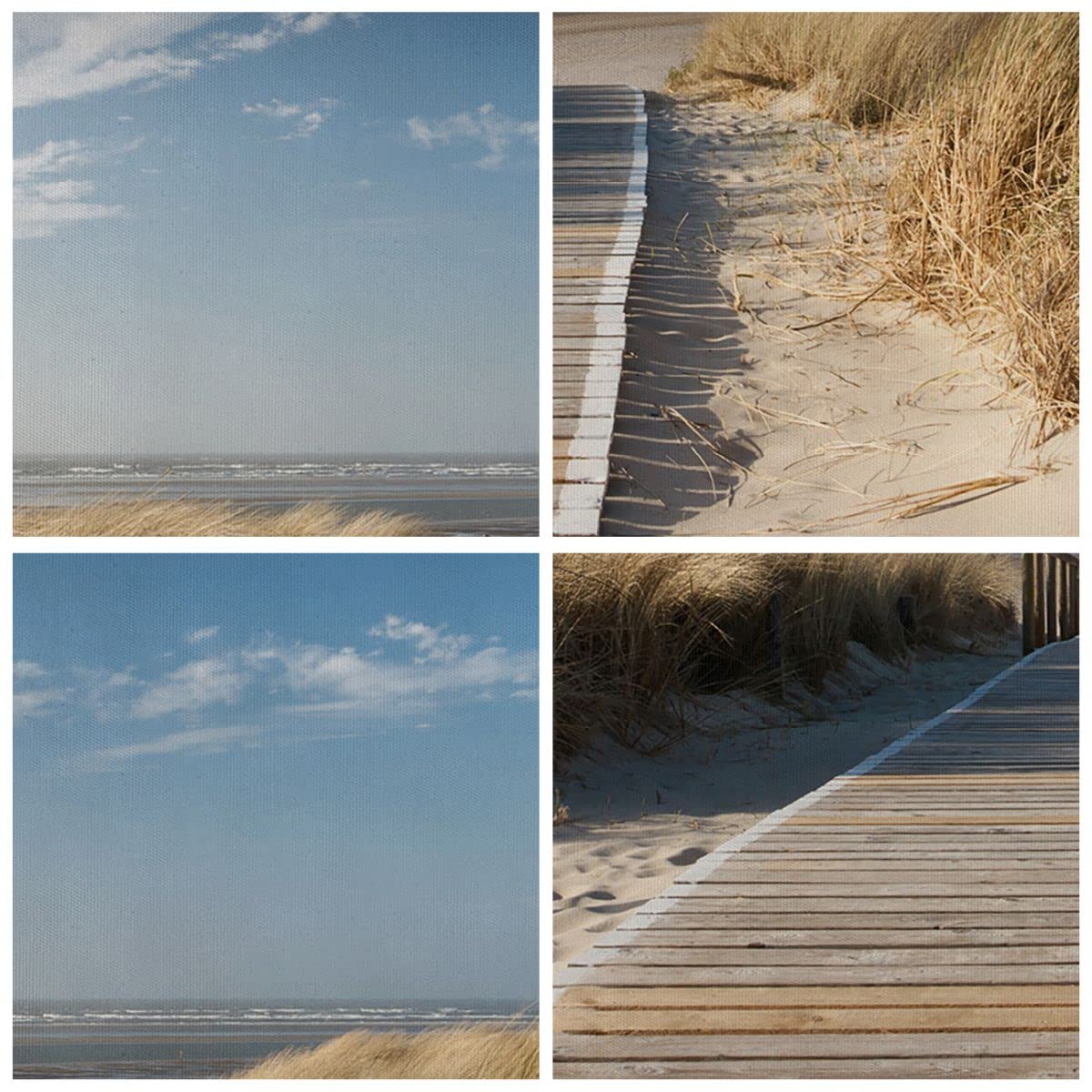 Bilder auf Leinwand 150x100cm Leinwandbild Strand Meer Fußgängerbrücke Ufer Groß XXL Wanddeko Bild Schlafzimmer Set 5 teilige Wandbilder Dekoration Wohnzimmer Canvas Wand Kunstdruck Art EA150x100-2657