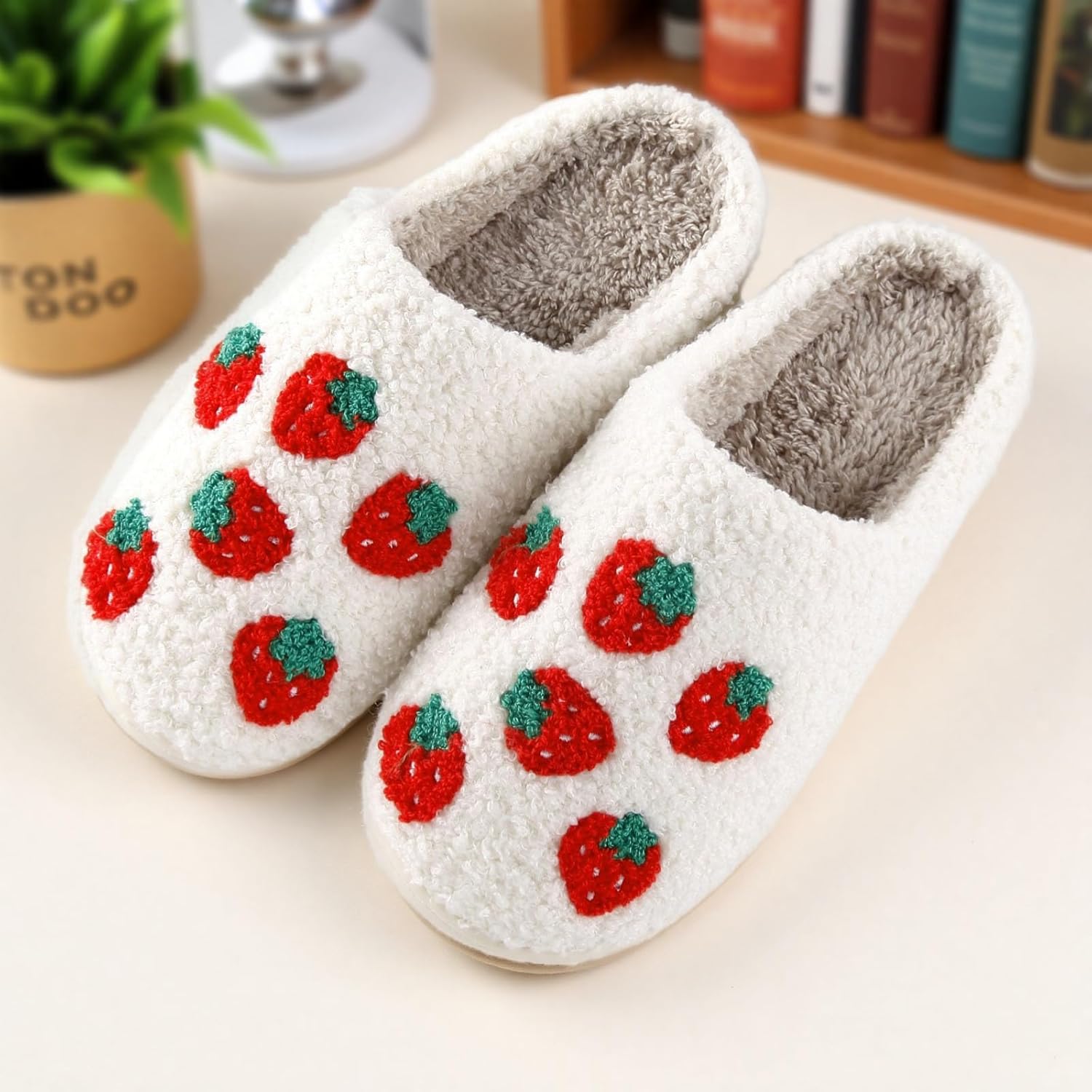 Comfy Home Elastic Slippers Retro Memory Foam Fuzzy Shoes For Womens Mens Cute Cartoon Plush Fluffy Warm Fur Lined Slippers Winter Indoor House Shoes - Image 3