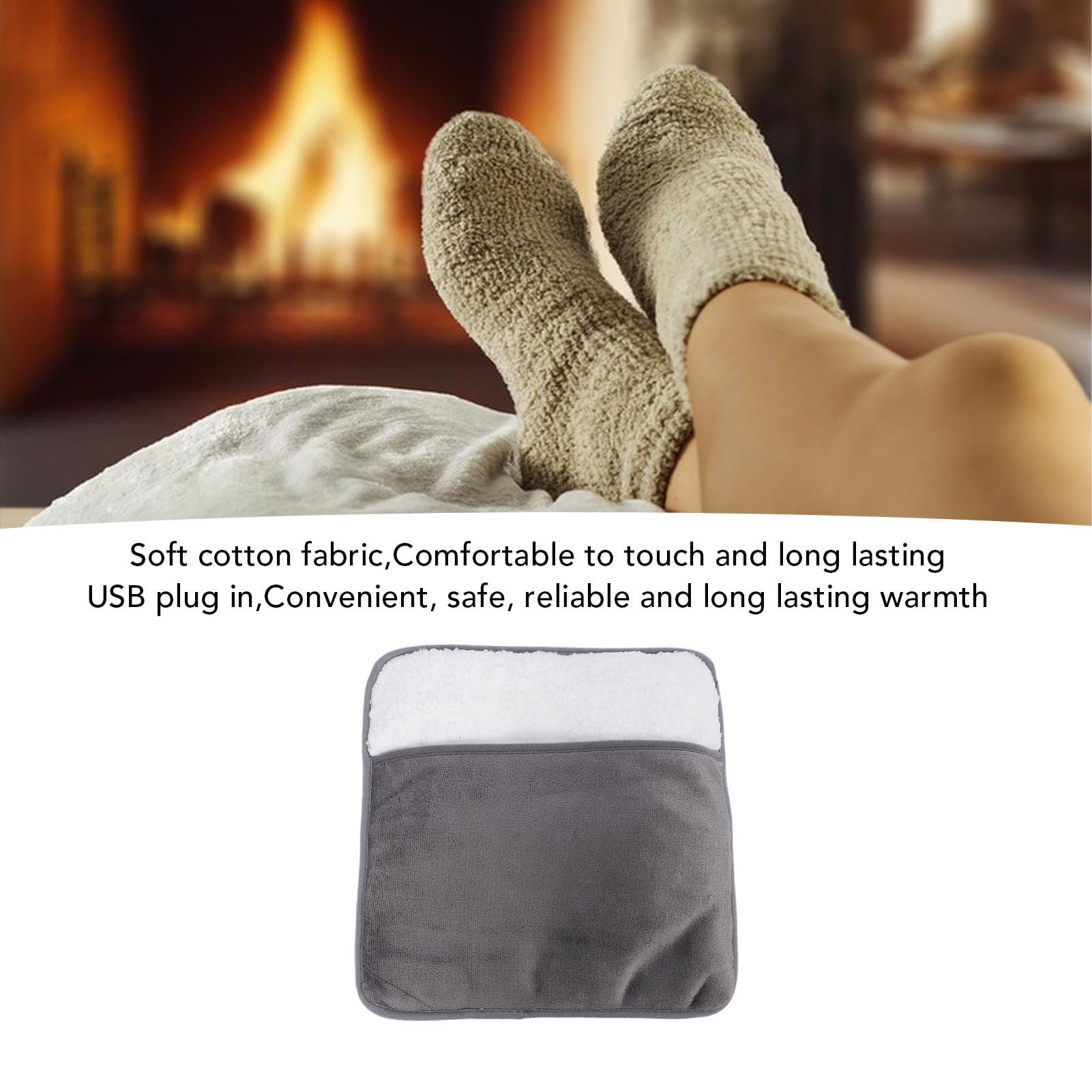 Electric Feet Heating Pad, Cozy Soft Cotton Foot Warmer, USB Plug in for Bed Under Desk Office Home, Heating Performance and Versatile Design for Women Men, Ideal for Winter Travel