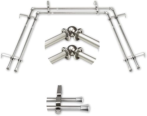A&F Rod Décor - Barra de cortina para ventana de doble bahía de 58 de pulgada 20"-36", 38"-72" - Níquel satinado