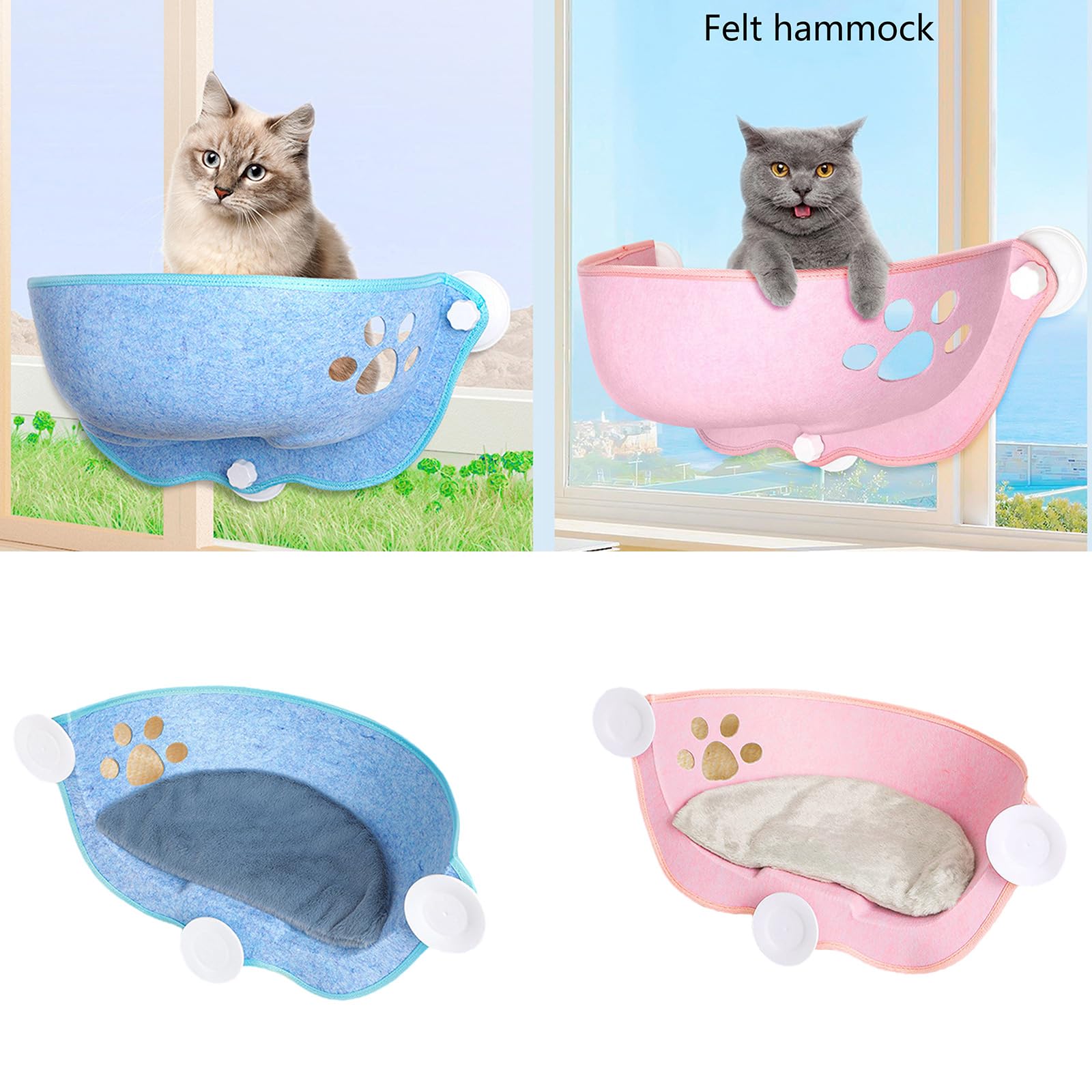 Hamaca de ventana para gatos con ventosas, para descansar, cama de descanso, de tela transpirable, hamaca colgante con ventosas