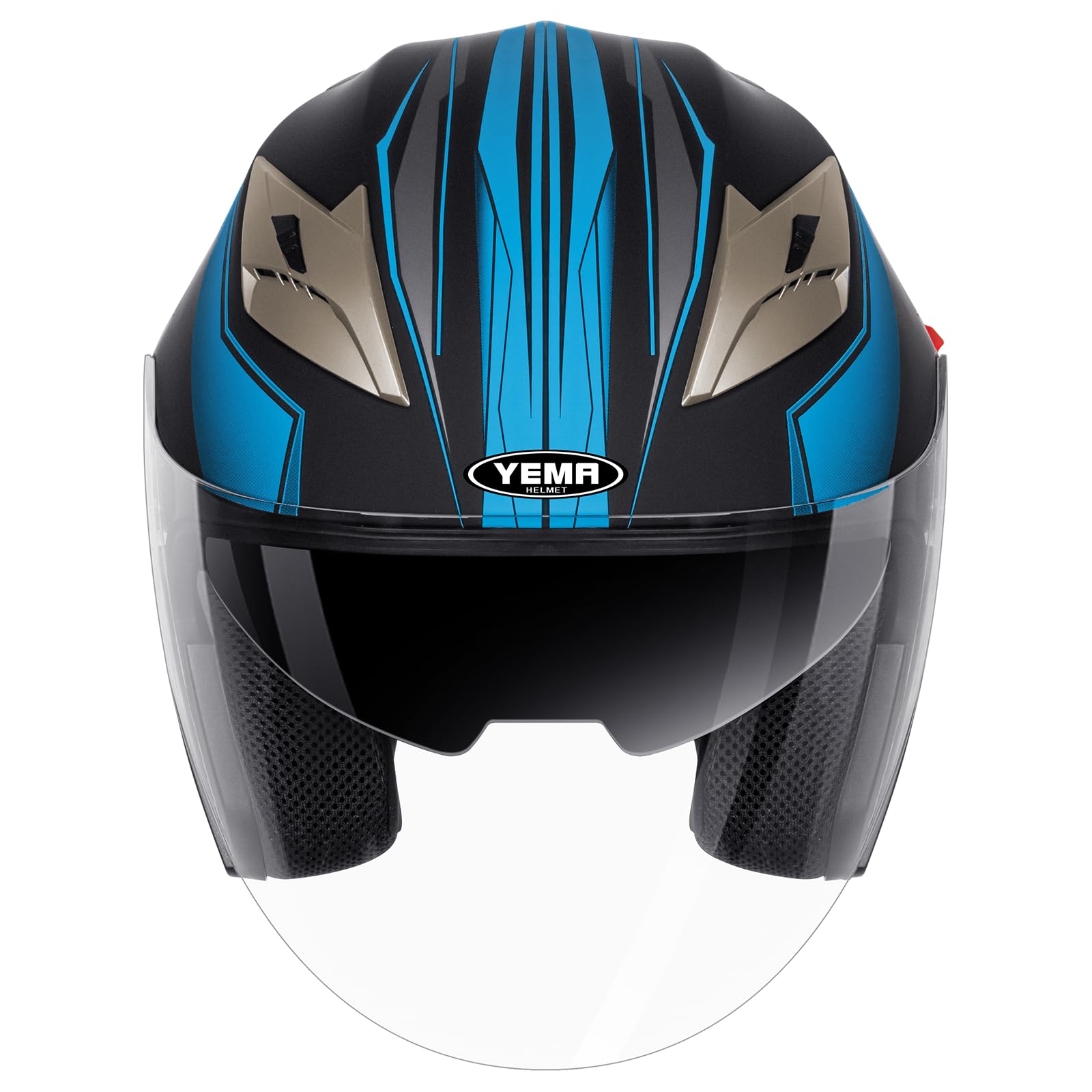YEMA Casco Moto Jet ECE Homologado YM-627 Casco Moto Abierto Custom Scooter para Mujer Hombre Adultos con Doble Visera