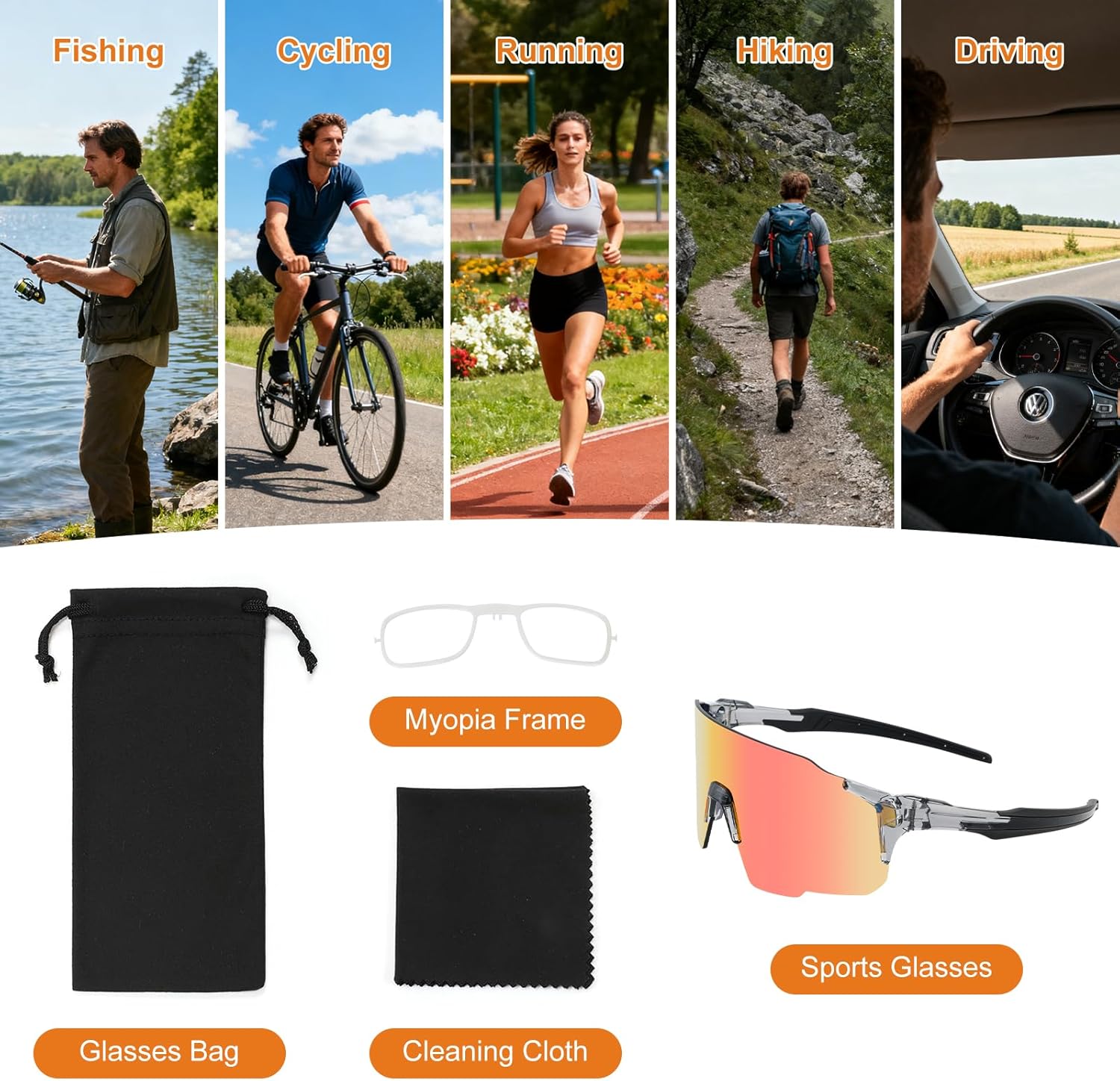 WGO&MJC Sports Sunglasses, TR90 Rimless Frame, 100% UV400 Protection, Ideal For Baseball, Cycling, Cricket, Golf, Running - Image 3