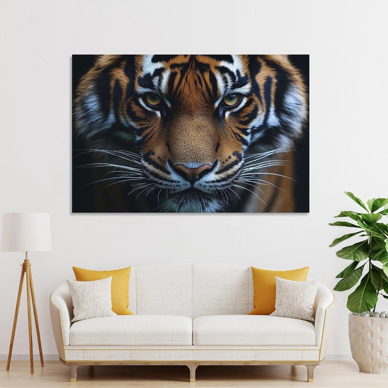 Junmoney Intense Tiger Portrait Poster, Picture, Metal Print, Paint by Creed Room Decor Wall Art, 20x30inch(50x75cm), for Bedroom, Guest Room Or Reading Nook, Home Artwork with A Soft Interior Feel