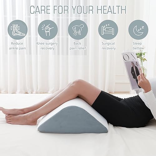 Miniatura 2 de Almohada de cuña para la rodilla, almohada de cuña para dormir, almohadas de cuña para después de la cirugía, almohada de pierna para ciática,