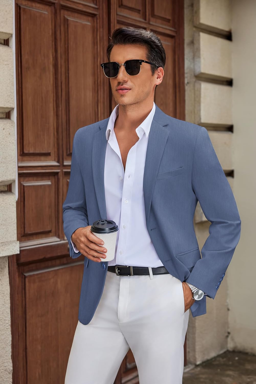 COOFANDY Mens Casual Blazer Slim Fit Suit Jacket Two Button Lightweight Sport Coat - Image 3