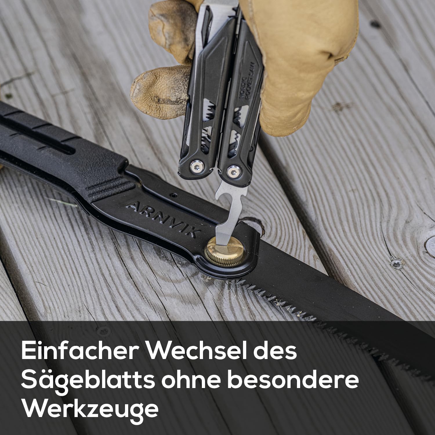 Nordic Astsäge für Gartenarbeit & Klappsäge Outdoor Bushcraft – Arnvik – 8 Zähne pro 2,5 cm – 21 cm Gehärtetes SK5-Stahlblatt – Handsäge Holz für Bäume in Ihrem Garten oder Brennholz beim Camping