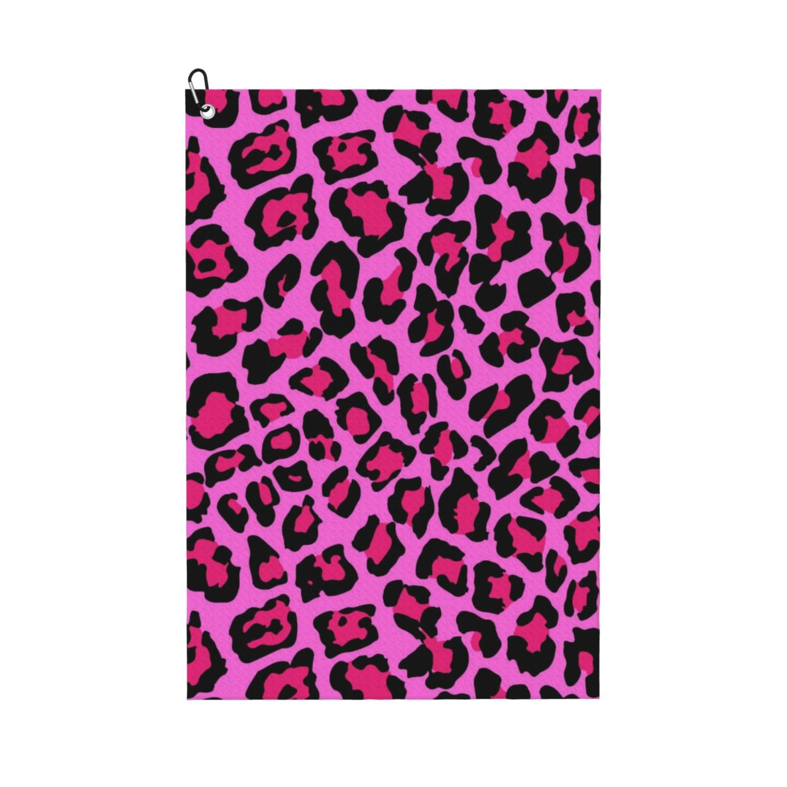 peiyeety Leopard Print Pattern Microfiber Golf Towel with Carabiner Clip, 16x24 Inch Absorbent Waffle Weave Towel for Golf Bags