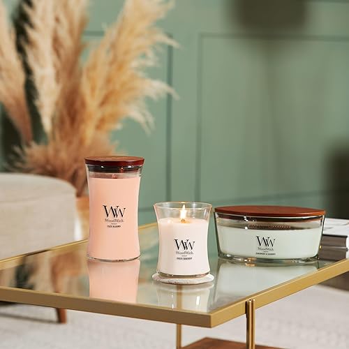 Vista 32 de WoodWick Lavender Spa - Vela mediana en frasco con forma de reloj de arena, cera de mezcla de soja prémium, mecha de madera Pluswick Innovation, 60