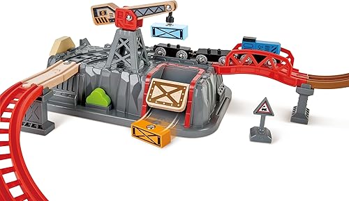 Miniatura 5 de Hape Juego de construcción de cubos ferroviarios | Juego de tren de madera multicolor de 50 piezas, kit de construcción para niños