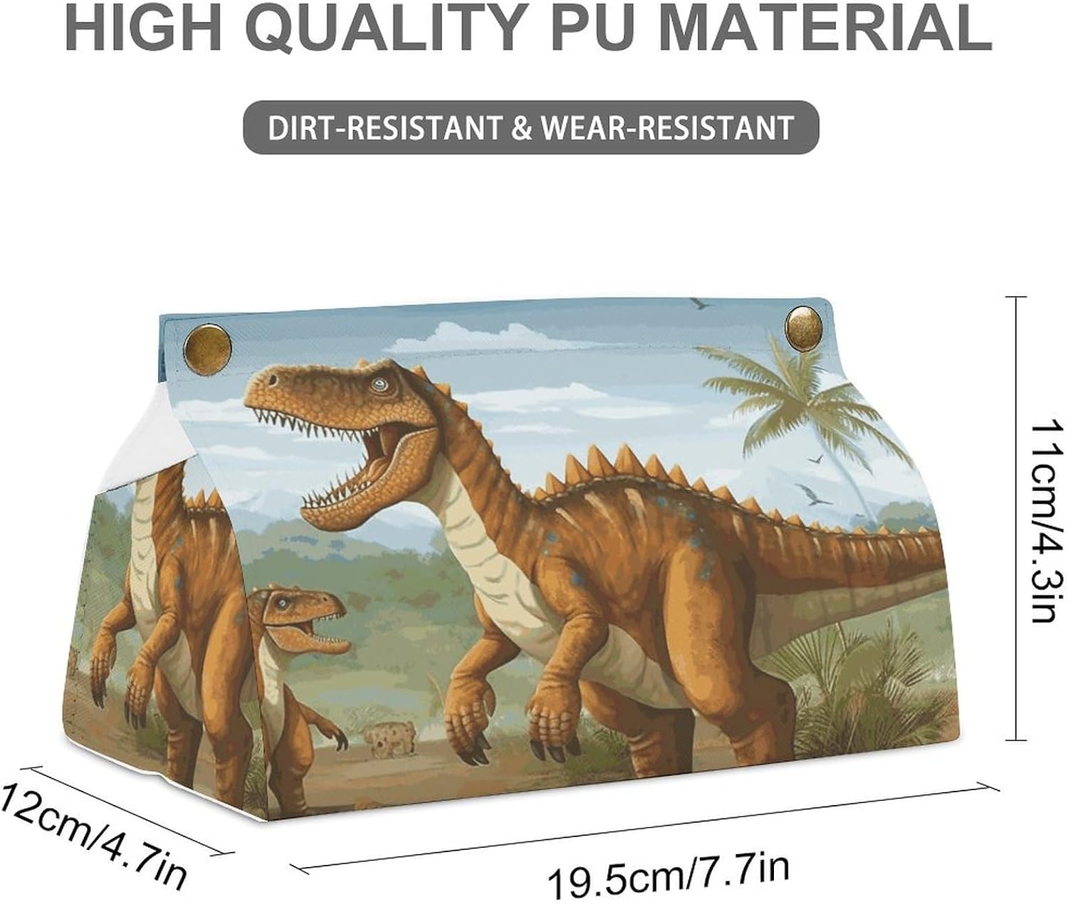 Jurassic Period Dinosaur Tissue Box Cover Rectangle Modern PU Leather Tissue Holder Farmhouse Napkin Holders Decorative Tissues Box Holder for Bathroom Kitchen Office Bedroom Dresser