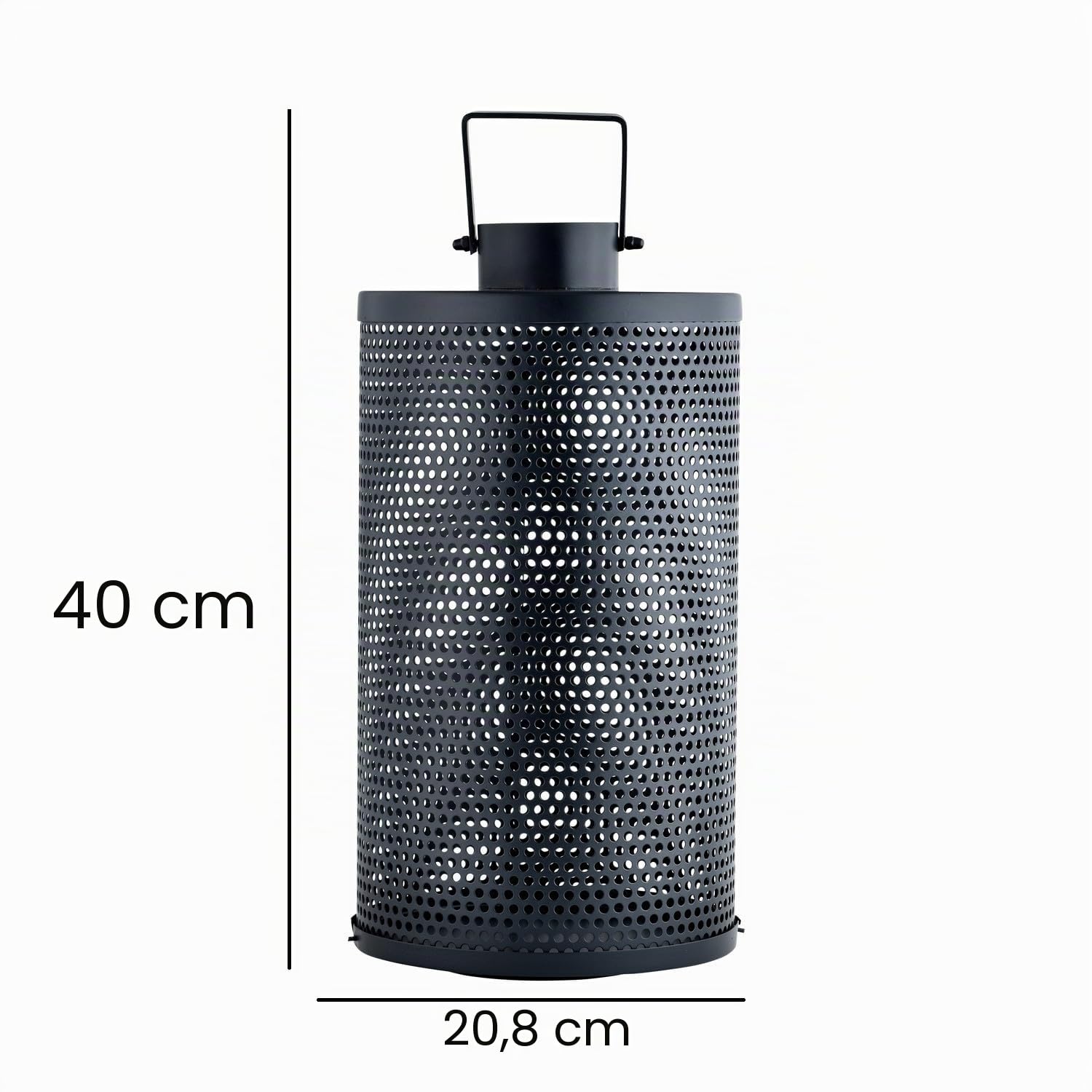 3er Set Skandinavische Laterne Ninda edel aus Metall in Schwarz 40 cm