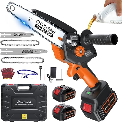 Miniatura 12 de Sierra de poste inalámbrica y mini motosierra, motosierra eléctrica 2 en 1 de 6 pulgadas con 2 baterías recargables de 2000 mAh, sierras de poste