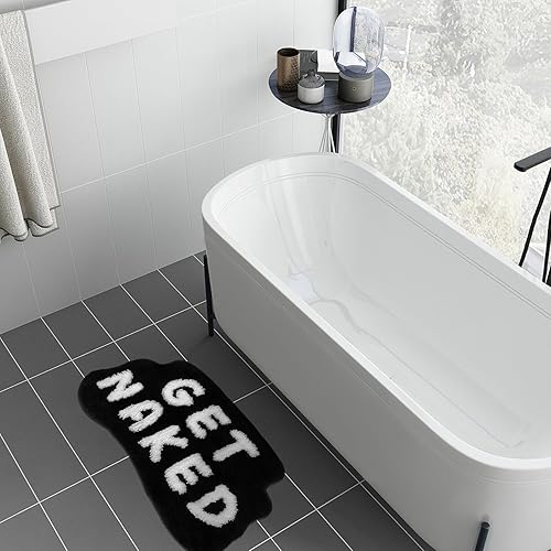 Miniatura 5 de Tapete de baño Get Naked, bonito tapete gris divertido para sala de estar para decoración de apartamentos, suave y absorbente, parte inferior