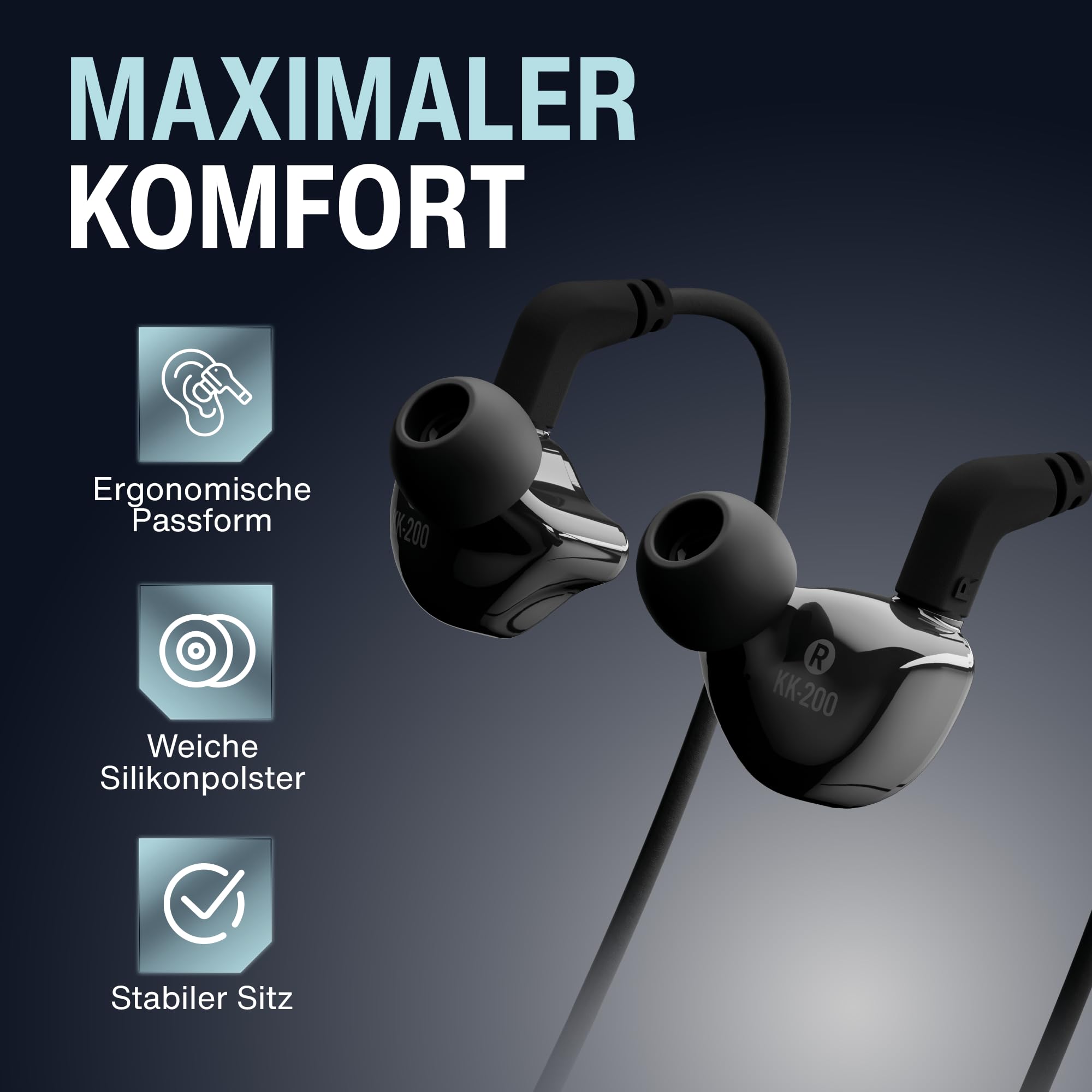 audio pirates - Jimmy KK-200 - słuchawki douszne, wtyczka jack, etui, dźwięk Hi-Fi, kabel 3 m, adapter 6,3 mm, 3 rozmiary zatyczek do uszu – słuchawki Hi-Fi, słuchawki PC, słuchawki sportowe, wtyczka