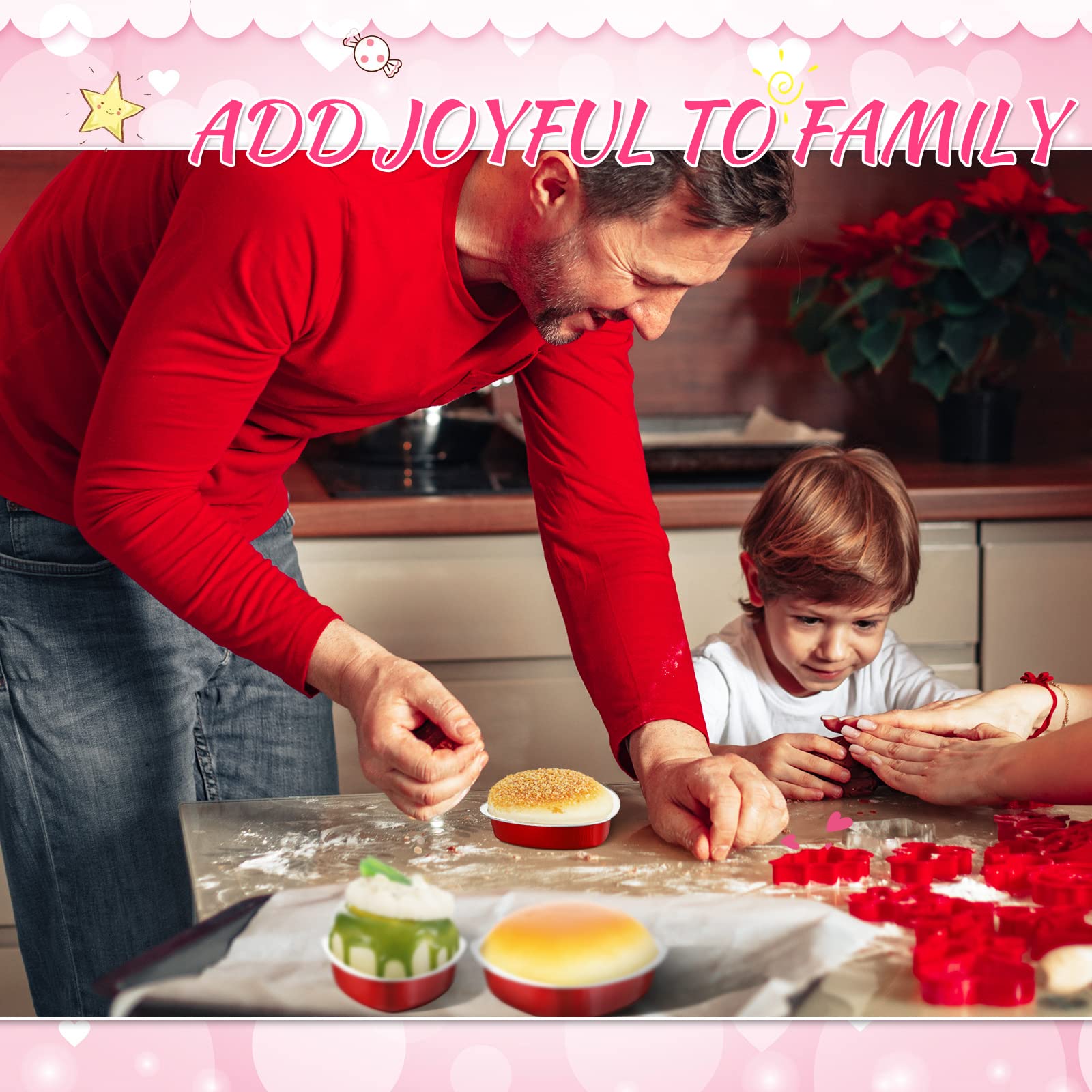 FillTouch 100 moldes para tartas con forma de corazón para el día de San Valentín, 3.4 onzas, 9 onzas, mini moldes para hornear con tapas, mini moldes para tartas de corazón, mini moldes para hornear