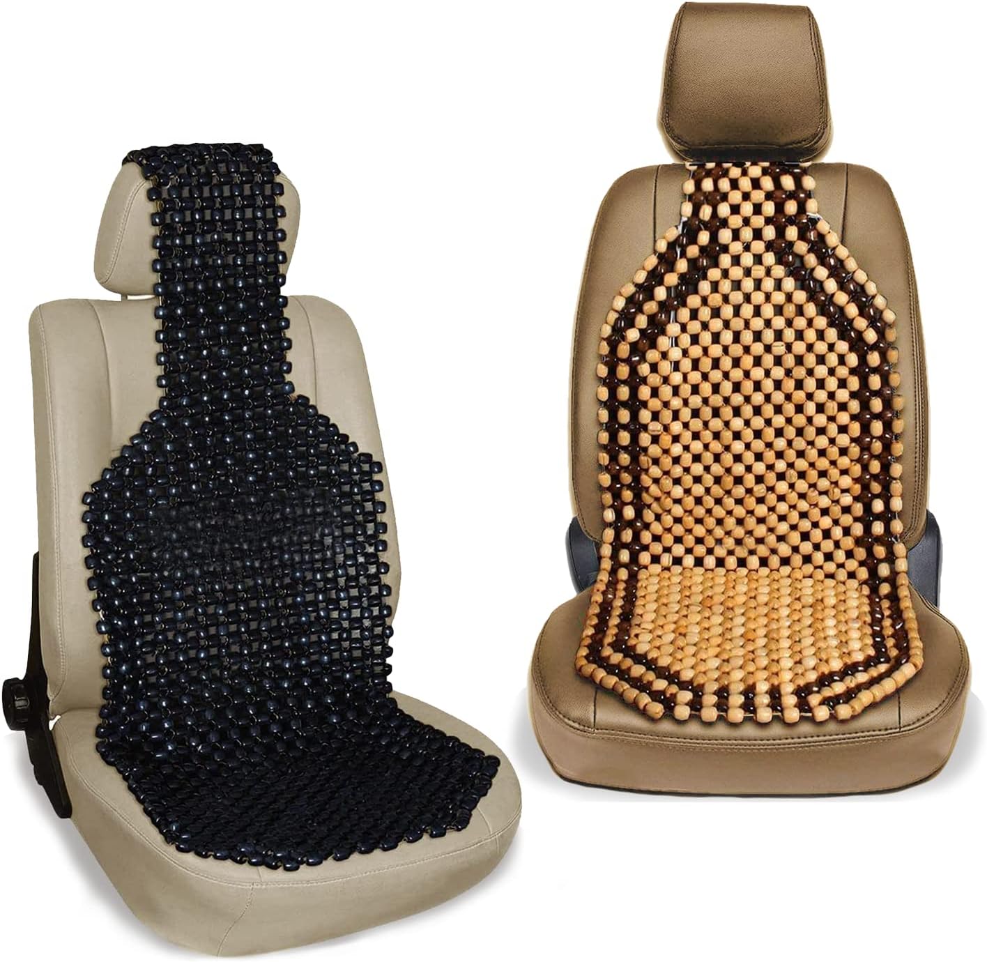 VaygWay Black Beaded Car Seat Cover Natural Wood Beaded Seat Cushion Automotive