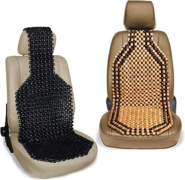 VaygWay Black Beaded Car Seat Cover Natural Wood Beaded Seat Cushion