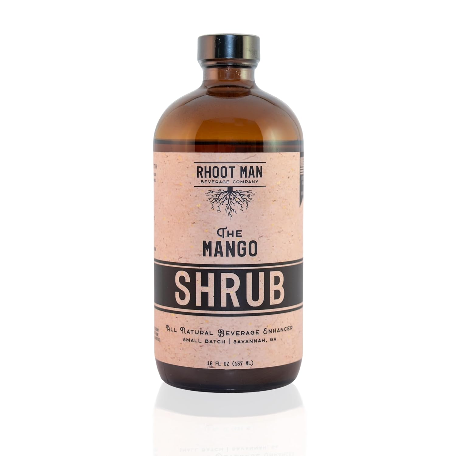 Rhoot Man Shrub Vinegar Beverage Syrup, Cocktail/Mocktail Enhancer, All Natural, Small Batch, Non-Alcoholic, Made in Savannah, Georgia, 16 fl oz (Mango)