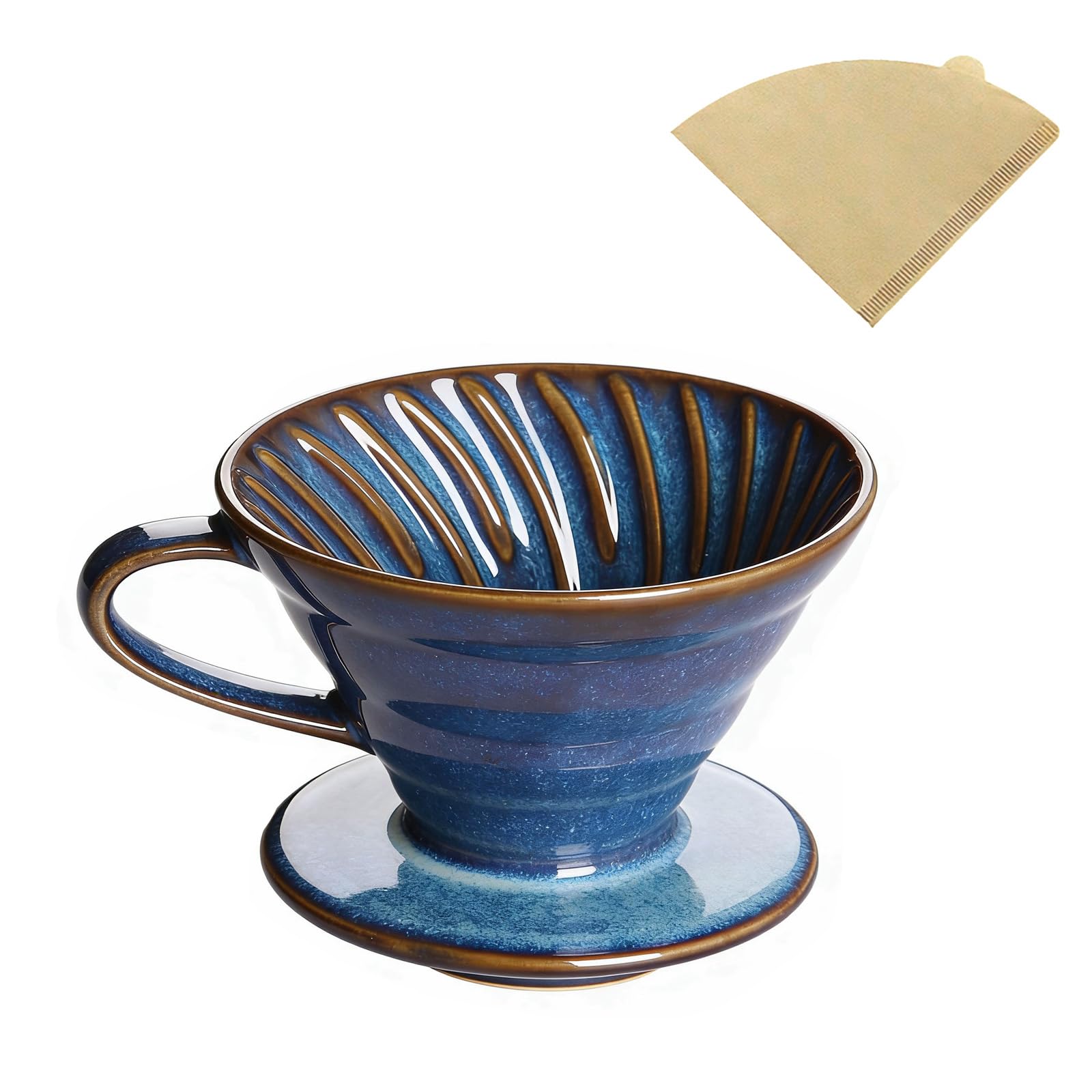 Ceramic V60 Coffee Dripper, Pour Over Coffee Maker, V60 Ceramic Filter Cone, Starry Blue…