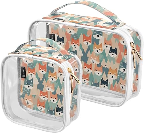 Miniatura 2 de Kawaii Dogs Clear Toiletry Bag for Traveling,2 Pack Makeup Cosmetic Bag with Zipper,Travel Bag for Toiletries,Travel Essentials 21214860