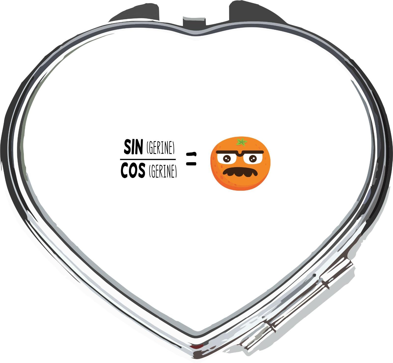 Orange Maths Sin Cos Tangent Tangerine Funny Fruit And Vegetable Character With Face Puns Joke Meme Compact Pocket Mirror - Silver Heart Shape