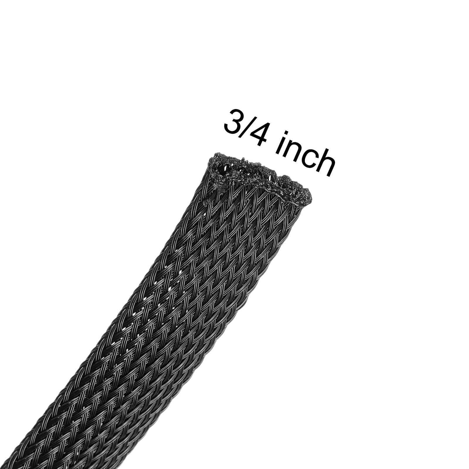 UXCell Cable Sleeving, 3/4 Inch - 100ft PET Braided Cable Sleeve, Expandable for TV/Computer/Home Theater/Other Home Devices - Black - Image 2