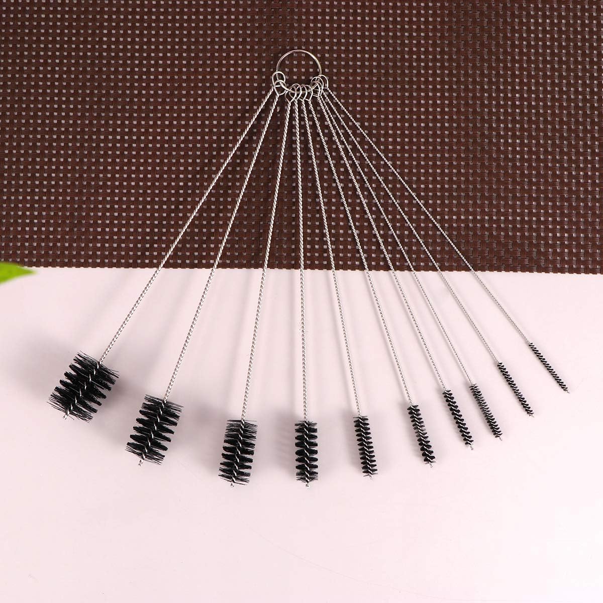 Generic 2 Sets Coffee Machine Cleaning Brushes Stainless Steel Handle Nylon Test Tube Brushes (Black) Lab