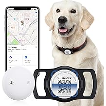 Smart Pet Tracker for Collar - Dog Trackers Location for Pet with Holder, No Monthly Fee, Real-Time Tracking, iOS Only, Emergency Contact, Long-Lasting, Anti-Lost Tracker for Cats, Bag Straps, Black