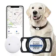 Smart Pet Tracker for Collar - Dog Trackers Location for Pet with Holder, No Monthly Fee, Real-Time Tracking, iOS Only, Emergency Contact, Long-Lasting, Anti-Lost Tracker for Cats, Bag Straps, Black